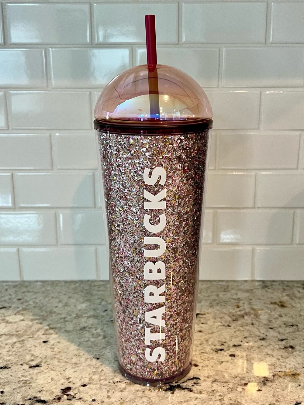 Starbucks Pink Glitter bubble dome tumbler-NWT